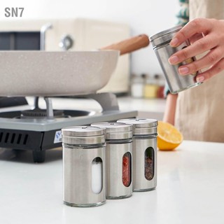 SN7 Pepper Shaker Stainless Steel Glass Slim Body Spice Container with Transparent Window เครื่องมือทำบาร์บีคิว