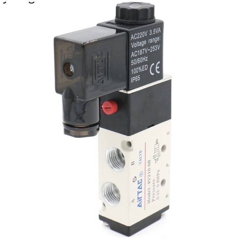 ของแท้ วาล์วควบคุมอากาศไฟฟ้า 5 Way 2 Position 4V210-08 1 / 8 " 1 / 4 " Port Size Dc12V , 24V . Ac110V , 220 V
