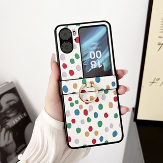 เคสโทรศัพท์มือถือ ฝาพับ ลายจุดน่ารัก พร้อมแหวนขาตั้ง หรูหรา สําหรับ OPPO Find N2 Find N2Flip