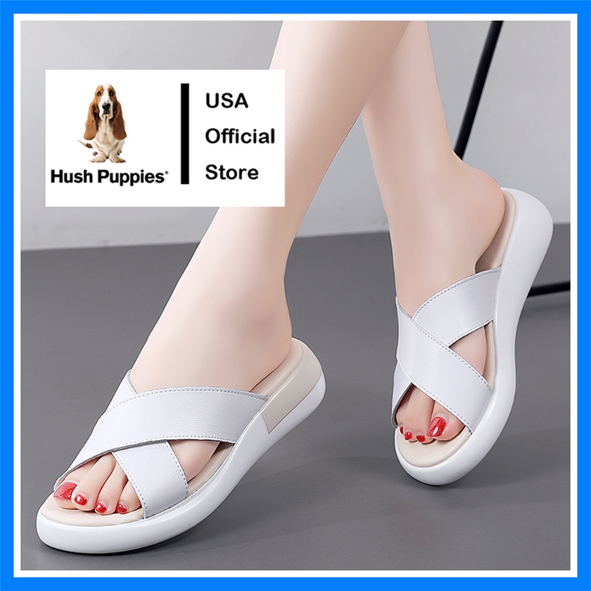 Hush Puppies รองเท้าหนังลําลอง ส้นแบน สําหรับผู้หญิง