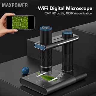 Maxpower กล้องจุลทรรศน์ดิจิทัล Wifi พร้อมขาตั้ง 2MP แบบพกพา แบตเตอรี่ในตัว สําหรับโทรศัพท์มือถือ