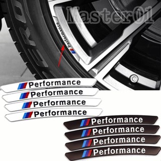 สติกเกอร์ติดขอบยางรถยนต์ ลายตราสัญลักษณ์ สําหรับ BMW Performance E46 E32 E90 X3 4 ชิ้น