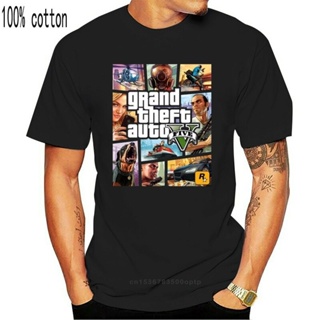 เสื้อยืดแขนสั้น โอเวอร์ไซซ์ พิมพ์ลาย Gta Grand Theft Auto V สีดํา สําหรับผู้ชาย 2021