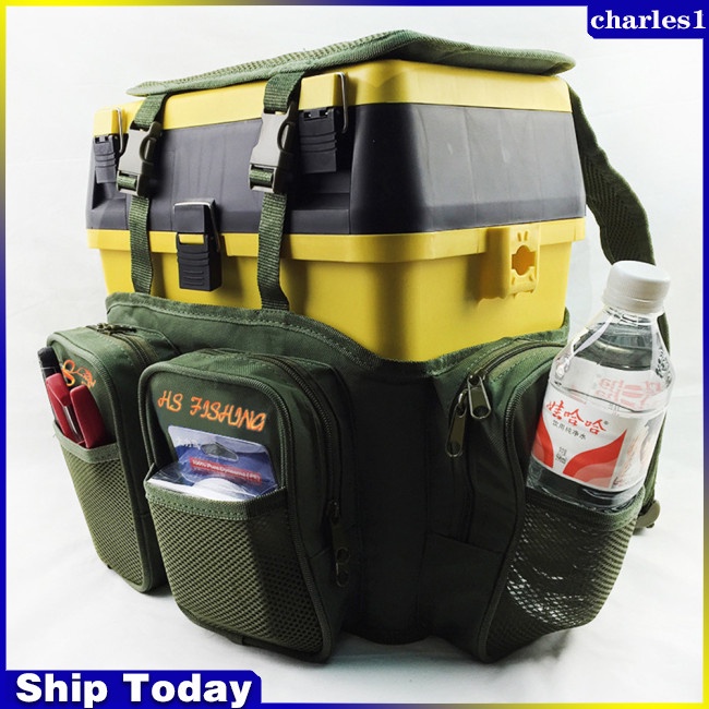Charles Fly กระเป๋าเป้สะพายหลัง สามารถปรับขนาดได้ และกล่องใส่อุปกรณ์ตกปลา สําหรับตกปลากลางแจ้ง