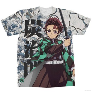 เสื้อยืดแขนสั้นลําลอง ทรงหลวม พิมพ์ลายกราฟิกอนิเมะ Demon Slayer Tanjirou Kamado Kimetsu No Yaiba