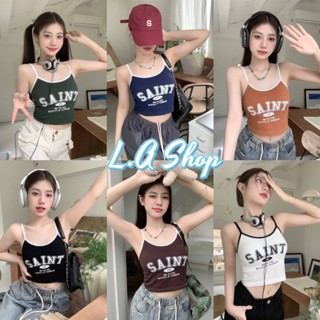 L.A Shop พร้อมส่ง  เสื้อสายเดี่ยวไหมพรม มีฟองน้ำ ดีเทลลายตัวอักษรSAINT "FY837"