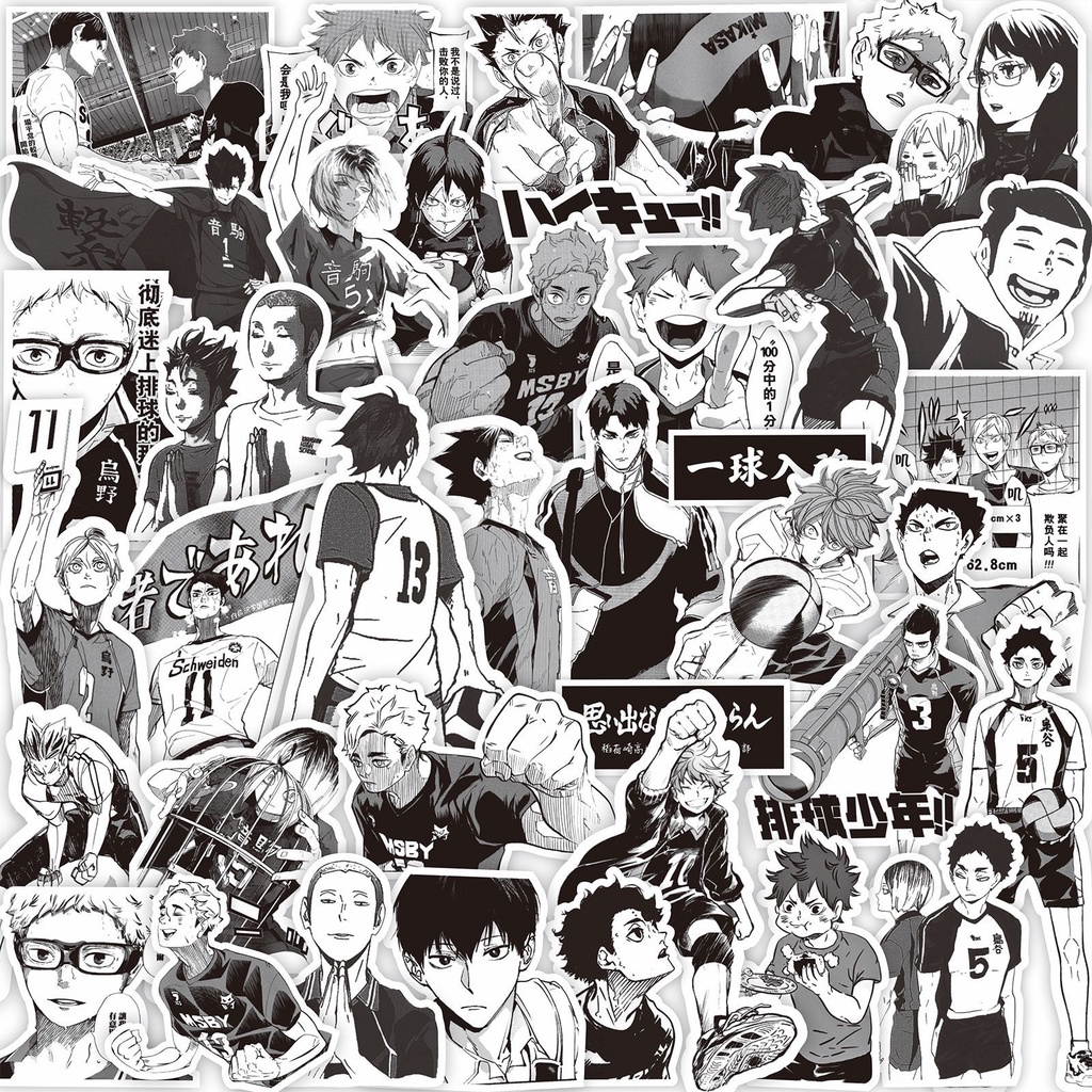 65Pcs/Set Haikyuu!! . Classical Black & White Series 01 Stickers Fashion DIY Decals Doodle Stickers