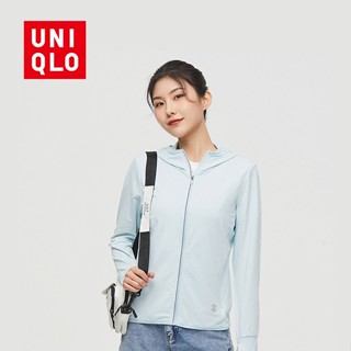 Uniqlo AIRism เสื้อแจ็กเก็ต ป้องกันแดด UPF50 + สีพื้น ยืดหยุ่น ระบายอากาศ แห้งเร็ว มีฮู้ด ป้องกันแดด สําหรับผู้หญิง