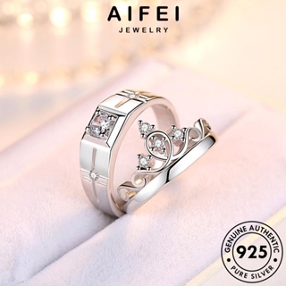 AIFEI JEWELRY แฟชั่น มอยส์ซาไนท์ไดมอนด์ เงิน เกาหลี คู่รัก มงกุฎแฟชั่น ต้นฉบับ Silver เครื่องประดับ แหวน เครื่องประดับ แท้ 925 R45