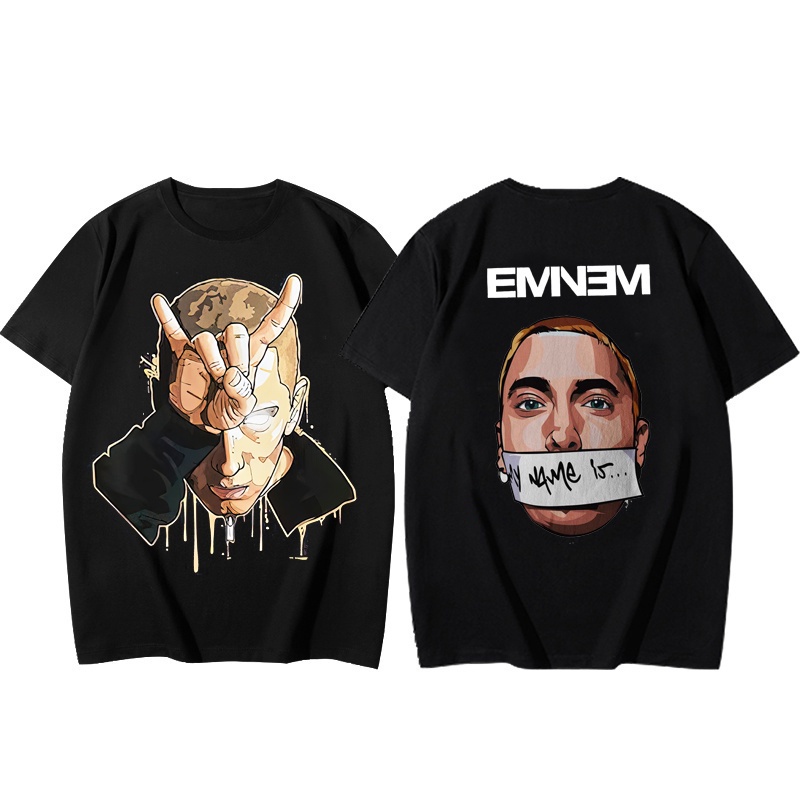 พร้อมส่ง Eminem shirt/graphic tees /band shirt/ retro streetwear tees/ Rap tees Print T Shirt Men Cl