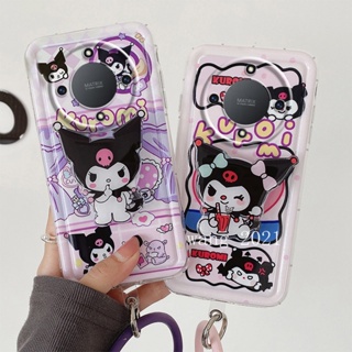 Phone Case เคส Honor X9a X9 5G Huawei Nova 9 Hot Selling Cute Kuromi Cartoon Bracket Casing Lens Protection Shockproof Soft Cover with Silicone Bracelet Latest 2023 เคสโทรศัพท