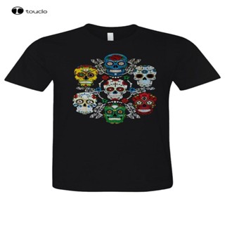 local Day Of The Dead Sugar Skulls Mexican T-Shirt Novelty Family Funny Tee Black New men workout shirt