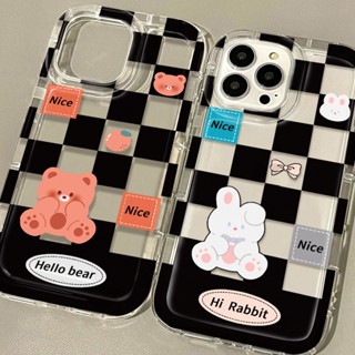 เคสโทรศัพท์มือถือ ซิลิโคนนุ่ม TPU ใส กันกระแทก ลายกระต่าย หมีน่ารัก สําหรับ IPhone 14 12 13 11 Pro XS Max 7 8 Plus X XR