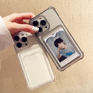 เคสโทรศัพท์มือถือแบบนิ่ม ใส กันกระแทก พร้อมช่องใส่บัตร สําหรับ iPhone 14 13 12 11 Pro Max 14 7 8 Plus X Xs Max XR