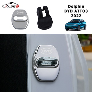 CRLSEO สำหรับ BYD Atto 3 Yuan PLUS 2022 Atto 1 Dolphin 4/8 ชิ้น อุปกรณ์ล็อคประตู ฝาครอบล็อคประตูรถ ฝาครอบป้องกันประตูรถยนต์