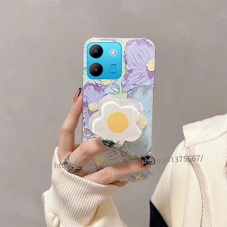 ใหม่ เคสโทรศัพท์มือถือ TPU นิ่ม ลายภาพวาดสีน้ํามัน รูปกราฟฟิตี้ ดอกไม้ สําหรับ Infinix Smart 7 Tecno Spark GO 2023 POP 7 Pro X6515 เคส Phone Case