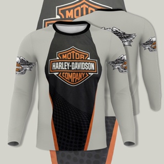 เสื้อยืดแขนยาว พิมพ์ลายรถจักรยานยนต์ Harley Davidson Biker Maglietta Camiseta สําหรับผู้ชาย