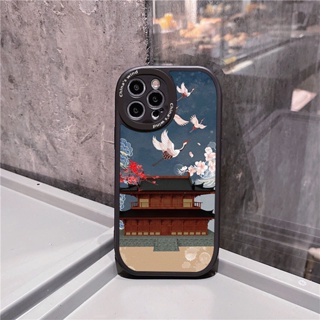 เคสป้องกันโทรศัพท์มือถือ ลายนกกระเรียน สําหรับ Apple iPhone 14 13pro 14promax 11 xr