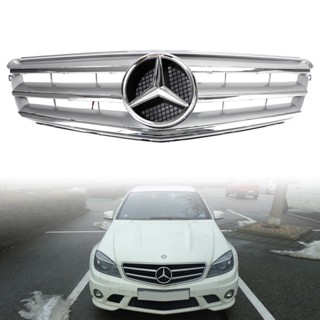 กระจังหน้ารถกันชนหน้าพอดี สำหรับ Benz C Class W204 C300 C350 2008 2009 2010 2011 2012 2013 2014 สีโครเมียม