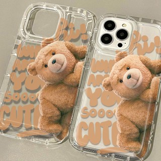 เคสโทรศัพท์ซิลิโคน TPU ใส แบบนิ่ม ลายหมีน่ารัก กันกระแทก สําหรับ IPhone 14 13 12 11 Pro 8 + 7 Plus XS Max XR X