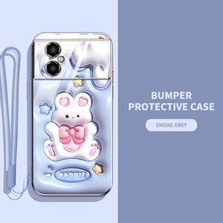 เคสโทรศัพท์มือถือ ซิลิโคนนิ่ม TPU ลายการ์ตูนกระต่าย ไดโนเสาร์ 3D พร้อมสายคล้อง สําหรับ Xiaomi POCO M4 5G POCO M5 4G Redmi Note 11R