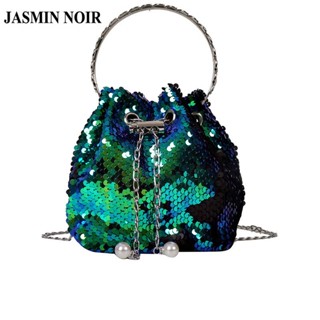 Jasmin NOIR Brand กระเป๋าสะพายไหล่ สายโซ่ ประดับเลื่อม สําหรับผู้หญิง