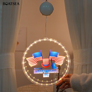 (Boatsea) โคมไฟธงชาติอเมริกา LED พลาสติก สะดุดตา สําหรับตกแต่งสวนกลางแจ้ง