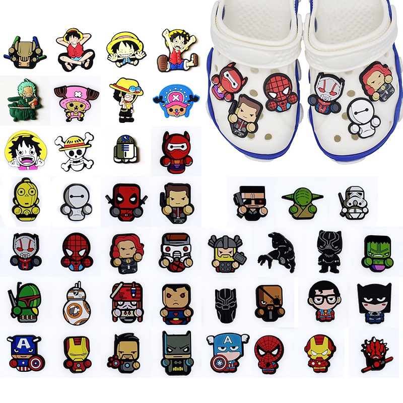 Croc Jibbit Super Hero Hole รองเท้า Bcukle Pirate King ตกแต่ง Charm เด็ก Croc อุปกรณ์เสริม Batman Su