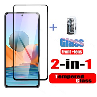 2 in 1 ฟิล์มกระจกนิรภัยกันรอยหน้าจอ กันกระแทก กันรอยกล้อง สําหรับ Xiaomi Redmi Note 10S 10 Pro Max 10T Redmi 10 5G 10 Prime 10C 10A 10X 4G