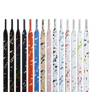 เชือกผูกรองเท้า สําหรับรองเท้าผ้าใบ แบน พิมพ์ลายหมึก สีสันสด…