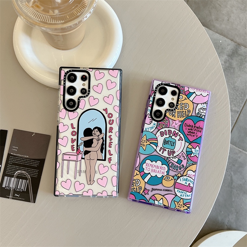 CASETIFY เคสโทรศัพท์มือถือแบบนิ่ม TPU ใส กันกระแทก ลายสติกเกอร์ แฟชั่น สําหรับ Samsung Galaxy S23 Ultra Plus S21 S22 Ultra Plus S24 Ultra S24+