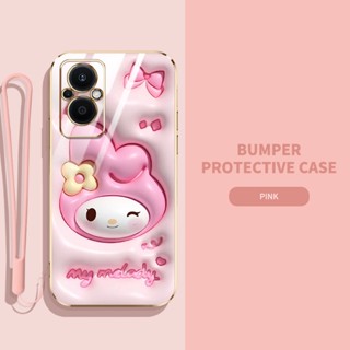 เคสโทรศัพท์มือถือ ซิลิโคนนิ่ม TPU ลายการ์ตูนกระต่าย ไดโนเสาร์ 3D พร้อมสายคล้อง สําหรับ OPPO Reno 7Z F21 Pro 5G Reno 8Z Reno 8 Lite