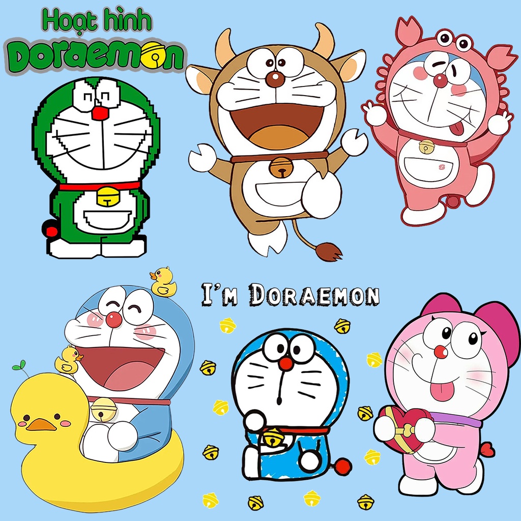 แผ่นสติกเกอร์ไวนิล ลายการ์ตูนโดราเอมอน DIY สําหรับติดตกแต่งเสื้อผ้า กระเป๋า