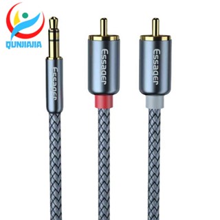 Essager RCA สาย Aux แจ็ค 3.5 มม. ถึง 2 RCA สายสัญญาณเสียง Y อะแดปเตอร์แยก