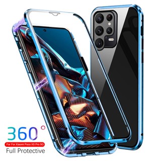 360° เคสโทรศัพท์มือถือกระจกนิรภัย แบบฝาพับแม่เหล็ก สองด้าน สําหรับ Xiaomi Poco X5 Pro 5G Little X5Pro X 5 5X PocoX5