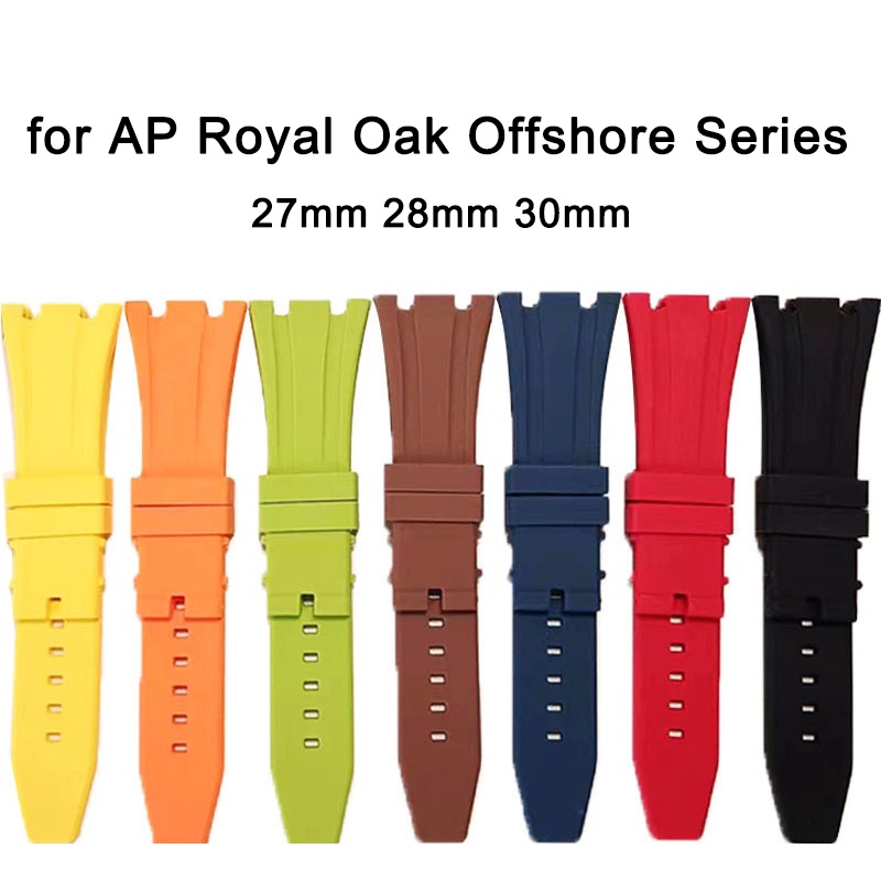สายนาฬิกาข้อมือ ยางซิลิโคนนิ่ม ขนาด 27 มม. 28 มม. 30 มม. แบบเปลี่ยน สําหรับ AP Royal Oak Offshore Series