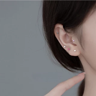 ต่างหูเงินสเตอร์ลิง S925 แบบสกรู 2 ชิ้น