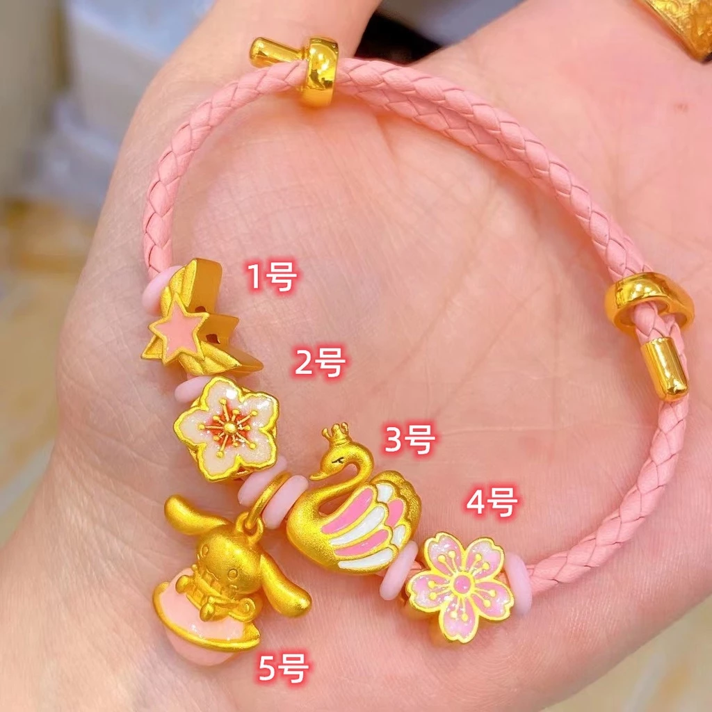 สร้อยข้อมือจี้หงส์ดอกพีช สีทอง สไตล์จีนโบราณ thumbnail 3
