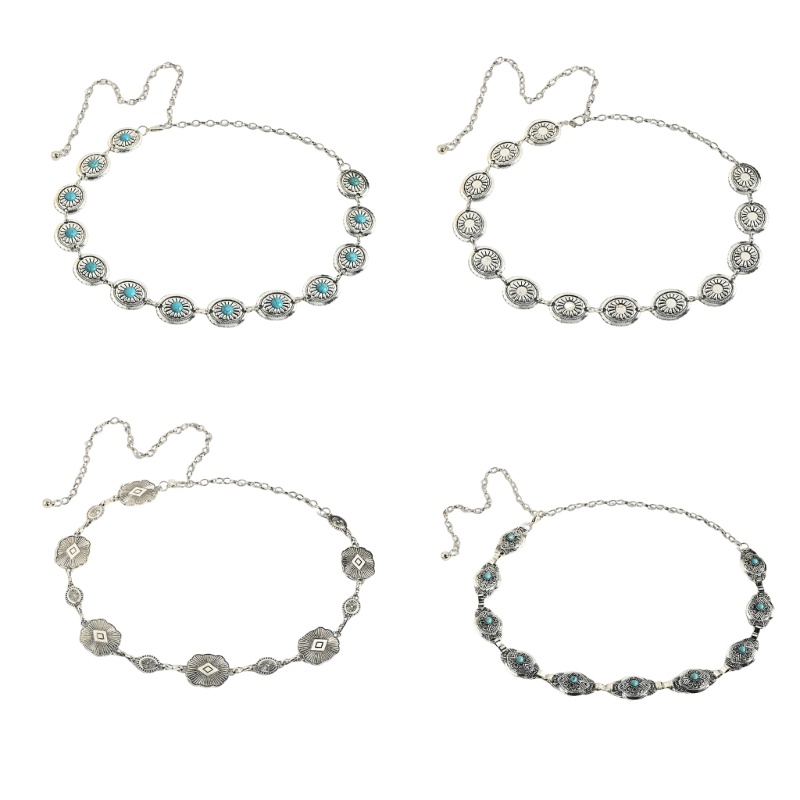 Mya Concho เข็มขัดสําหรับผู้หญิงเอว CHAIN Jean เข็มขัด Belly CHAIN สําหรับชุด Western Turquoise เข็ม