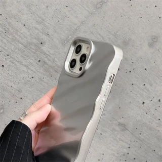 แผ่นเงินพรีเมี่ยมง่าย เคสโทรศัพท์สําหรับIPhone 11 17 16 15 14 Pro Max Air 16plus 12 13 Pro Max X XR 7/8 PlusกันกระแทกSoft TPUปกหลัง