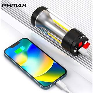 Phmax โคมไฟ LED IP55 กันน้ํา แบบพกพา ชาร์จแบตเตอรี่ ความจุขนาดใหญ่ สําหรับตั้งแคมป์กลางแจ้ง