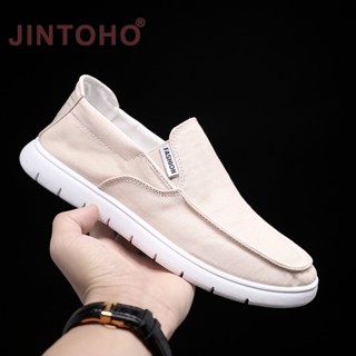 Jintoho รองเท้าผ้าใบโลฟเฟอร์ ผ้าแคนวาส กันลื่น แฟชั่นสําหรับผู้ชาย