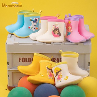 MOMCHOOSE รองเท้าเด็กกันฝนลายการ์ตูนปากเป็ดและรองเท้าบูทเด็กหัดเดิน