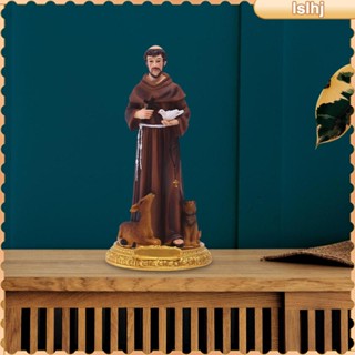 [Lslhj] ฟิกเกอร์เรซิ่น รูปปั้น Saint Francis of Assisi St Francis ขนาดเล็ก สําหรับตกแต่งบ้าน