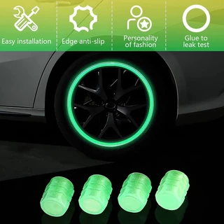 1/4PCS Luminous Tyre Air Cap สําหรับรถยนต์รถจักรยานยนต์จักรยานยางรถ Luminous Valve Cap Stem วาล์วล้อยางหมวก Penutup หลอด Angin
