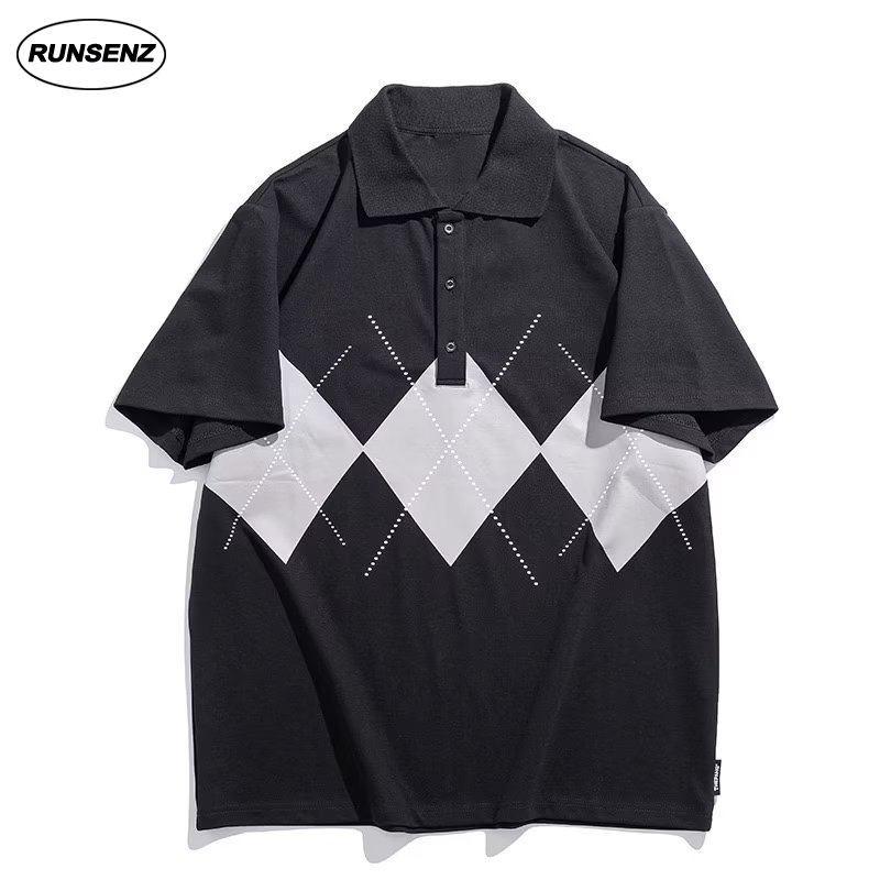 เสื้อยืดโปโล แขนสั้น ผ้าฝ้าย ทรงหลวม พลัสไซซ์ สีดํา สําหรับผู้ชาย ไซซ์ XXL-8XL