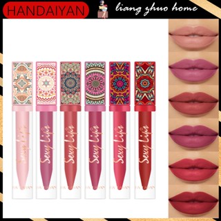 Handaiyan ลิปสติก ลิปกลอส เนื้อแมตต์กํามะหยี่ กันน้ํา ติดทนนาน 6 สี