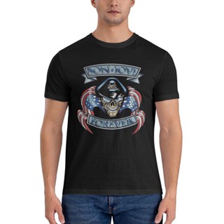 เสื้อยืด พิมพ์ลายหัวกะโหลก Bon Jovi Forever Skull Rock สําหรับผู้ชาย