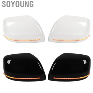 Soyoung 1 Pair Car Rearview Mirror Cover with  Turn Signal Light Exterior Trim Replacement for Land Cruiser 200 LC200 FJ200 2016‑2019