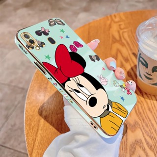 เคสโทรศัพท์มือถือแบบนิ่ม ขอบสี่เหลี่ยม ลายมินนี่เมาส์ สวยงาม หรูหรา สําหรับ Samsung Galaxy A10 A20 A30 A50 A10S A20S A30S A50S A7 2018